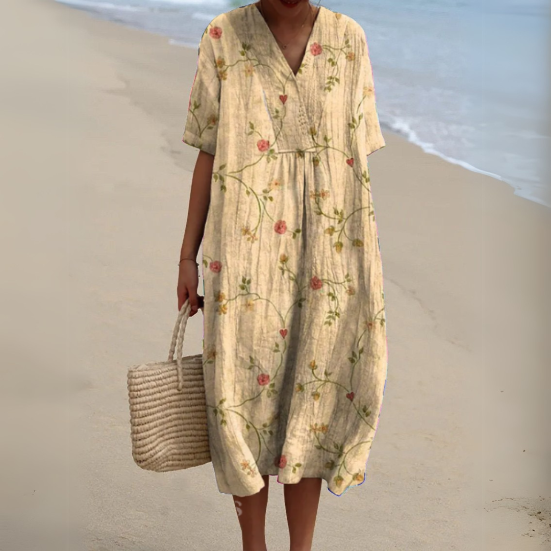 Lesly | Women’s Floral Short Sleeve Midi Dress