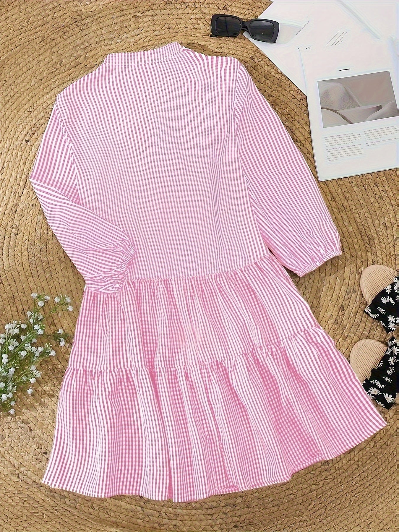 Daisy | Women's Gingham Tiered Mini Shirt Dress