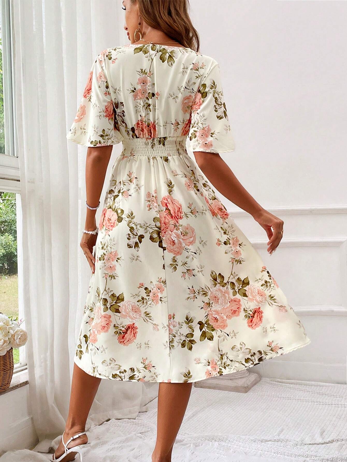 Kerensa | Women’s Floral V-Neck Midi Dress