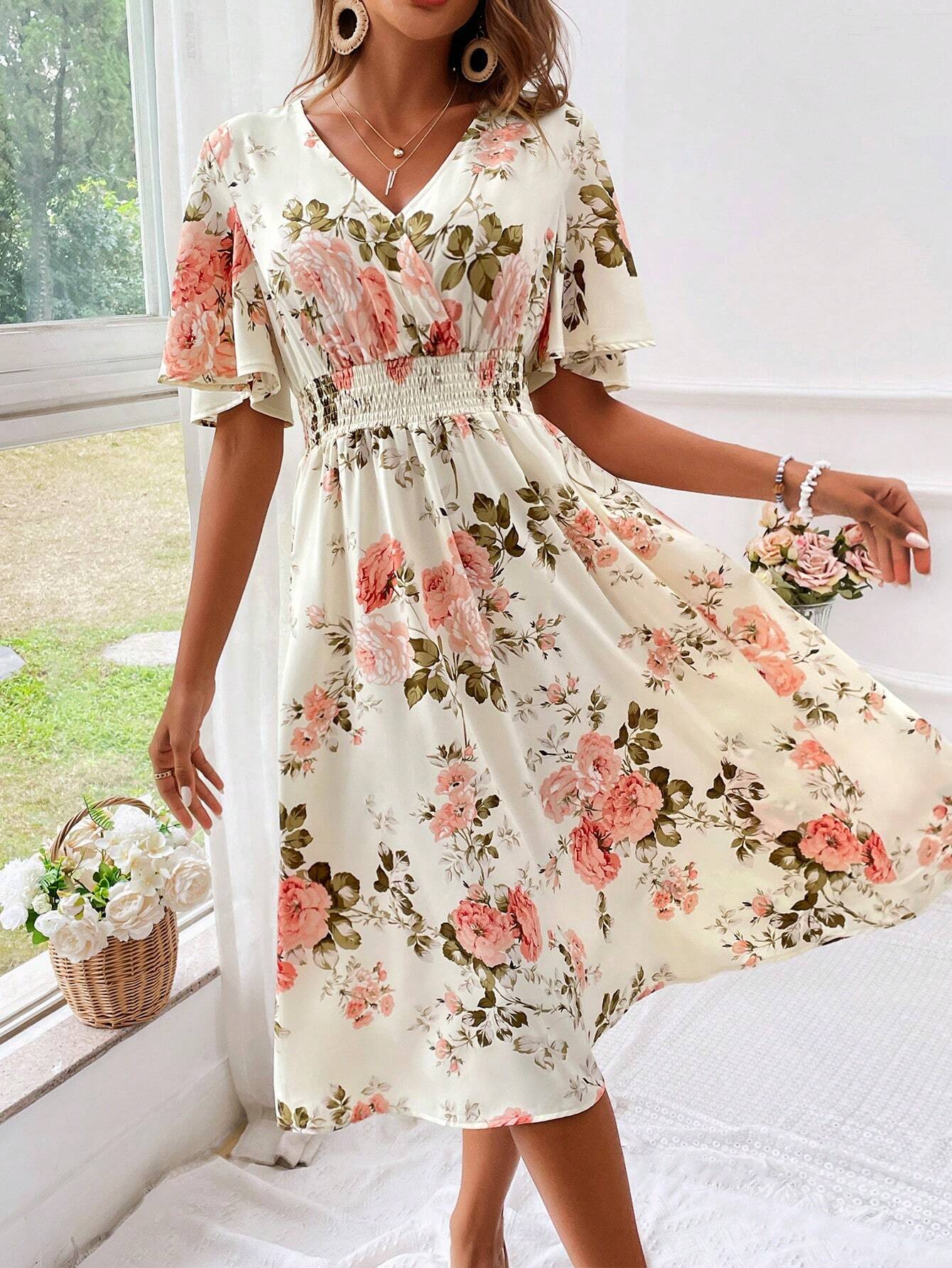 Kerensa | Women’s Floral V-Neck Midi Dress