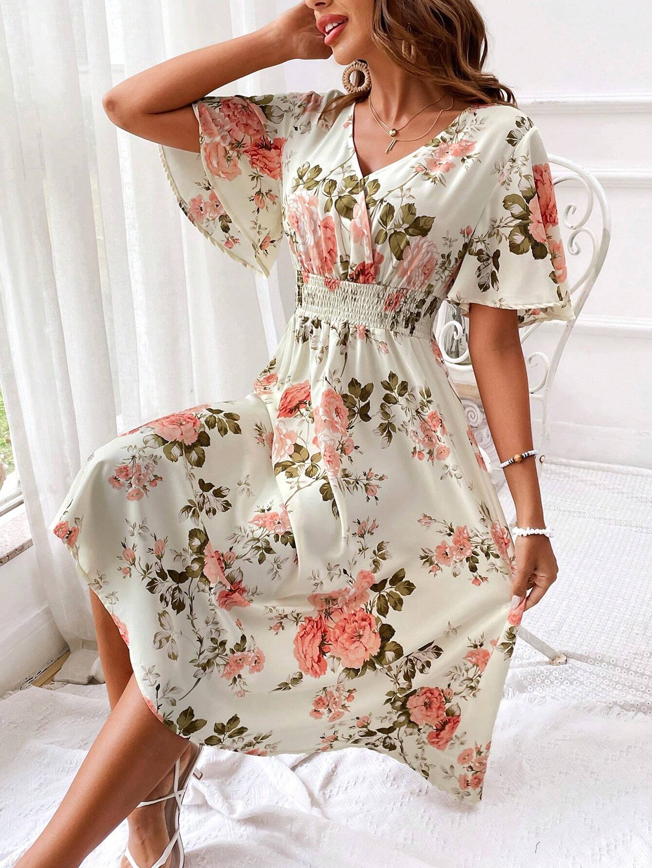 Kerensa | Women’s Floral V-Neck Midi Dress