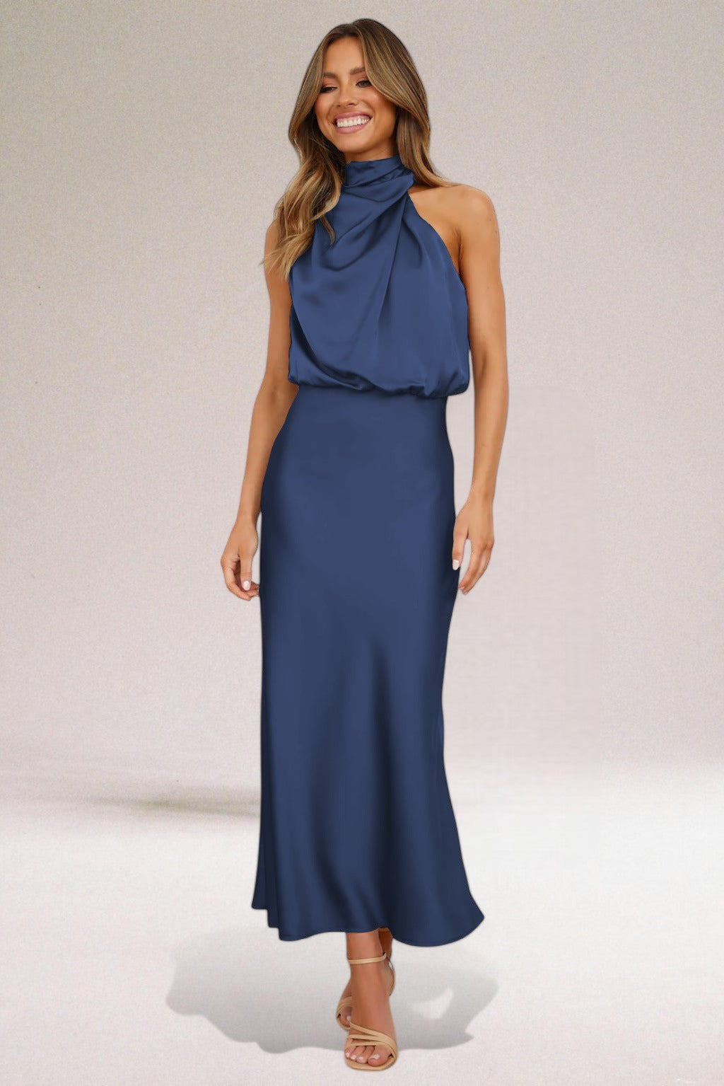 Ilse | Women’s Blouson Halter Neck Maxi Dress