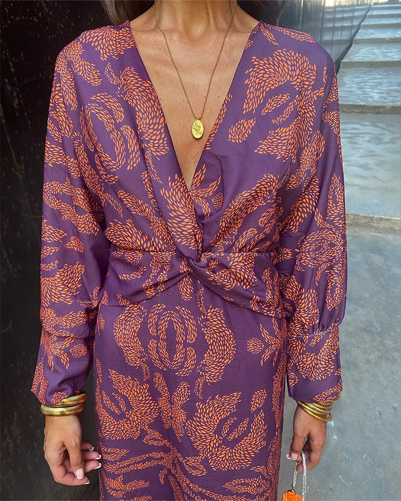 Ely | Women’s Deep V-Neck Midi Dress