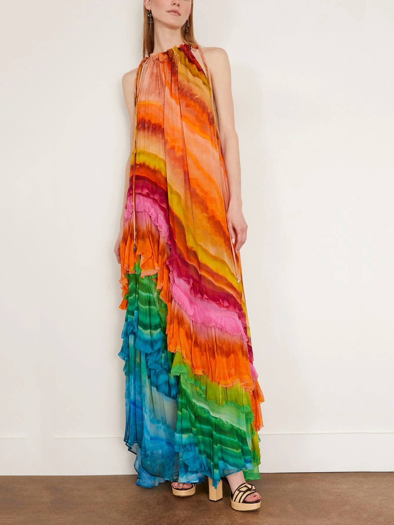 Katrine | Women’s Ruffle Sleeveless Halter Maxi Dress