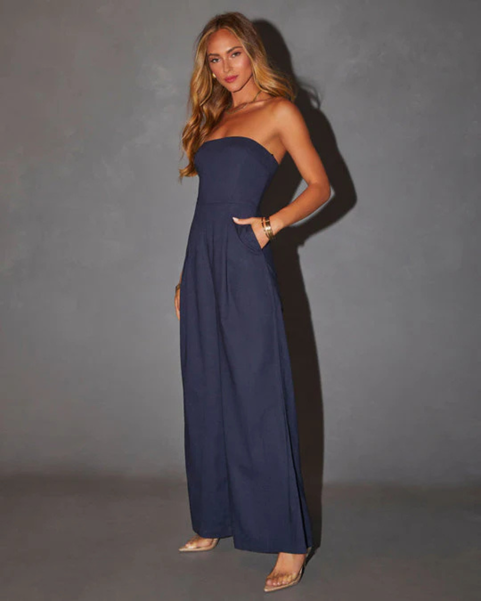 Shadi | Women’s Cocktail Crepe Strapless Jumpsuit