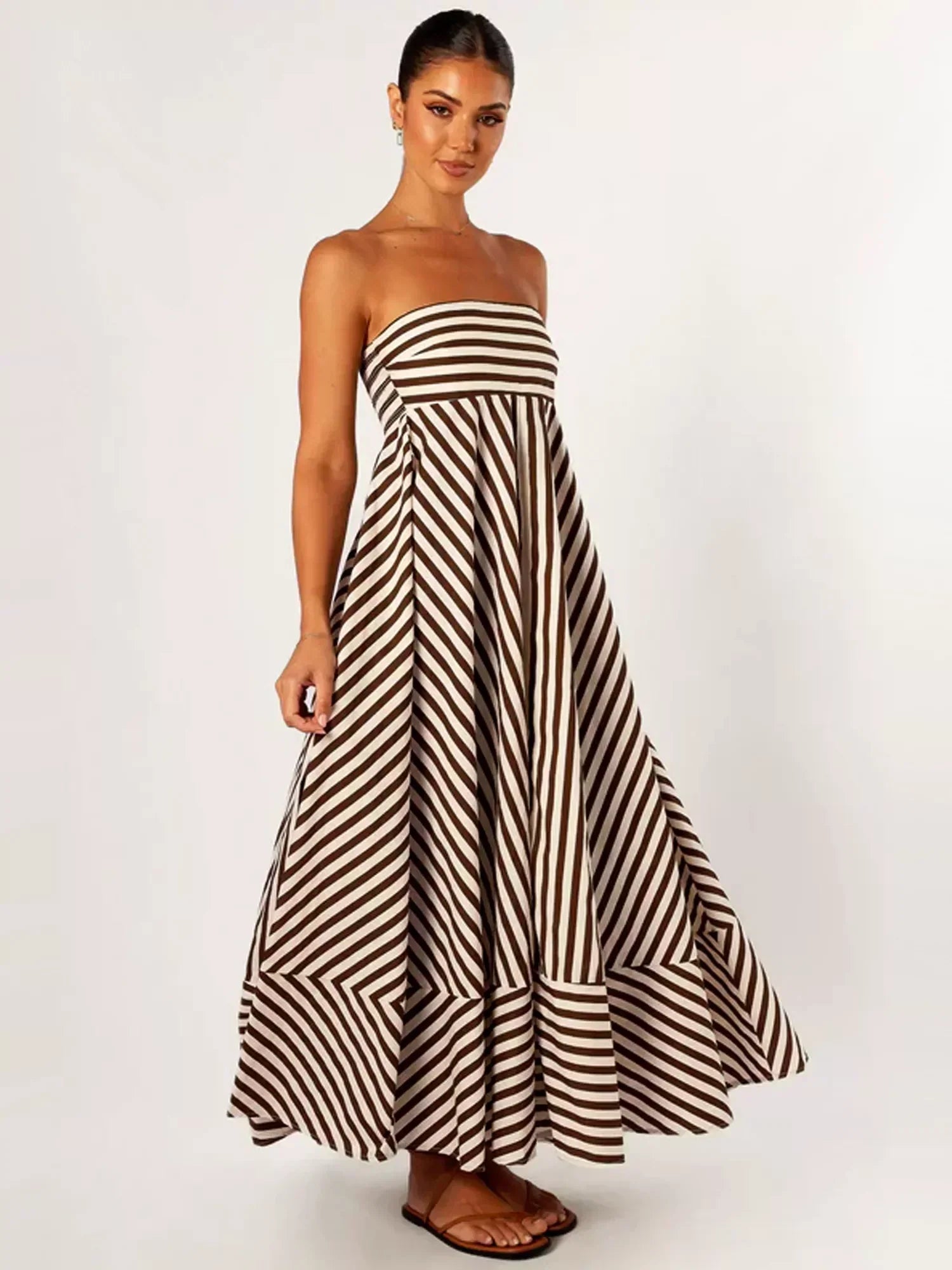 Orsolya | Women’s Strapless Striped Maxi Dress