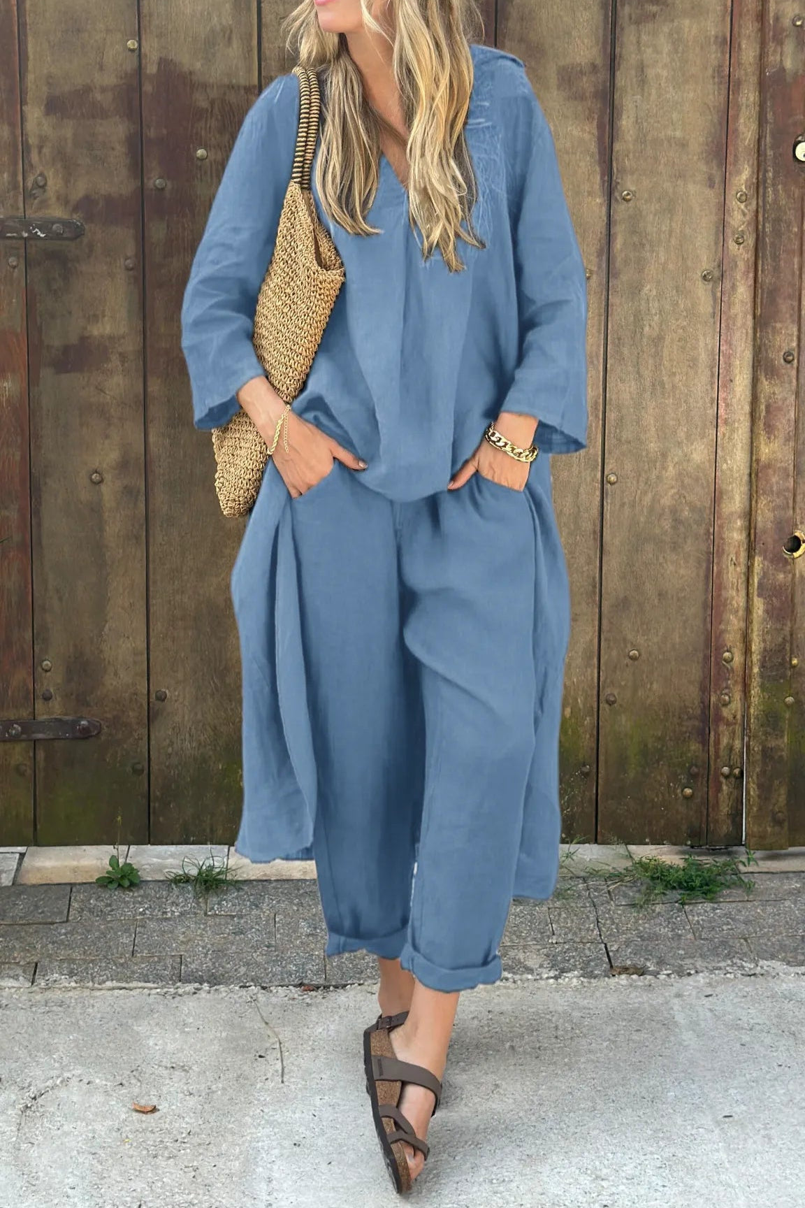 Fabiana | Women’s Long Sleeve Wide Leg Two-Piece Set
