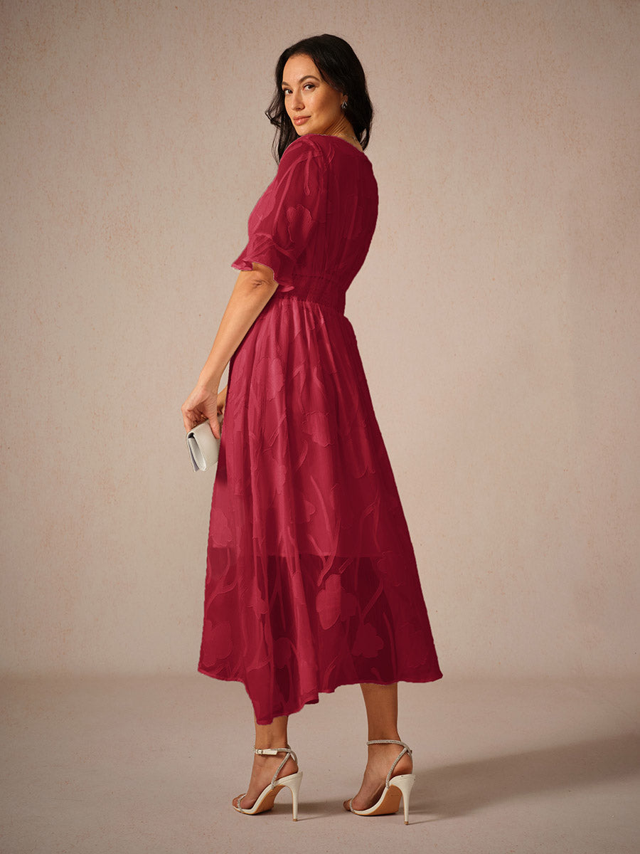 Aishana | Women’s Short Sleeve Floral Midi Dress