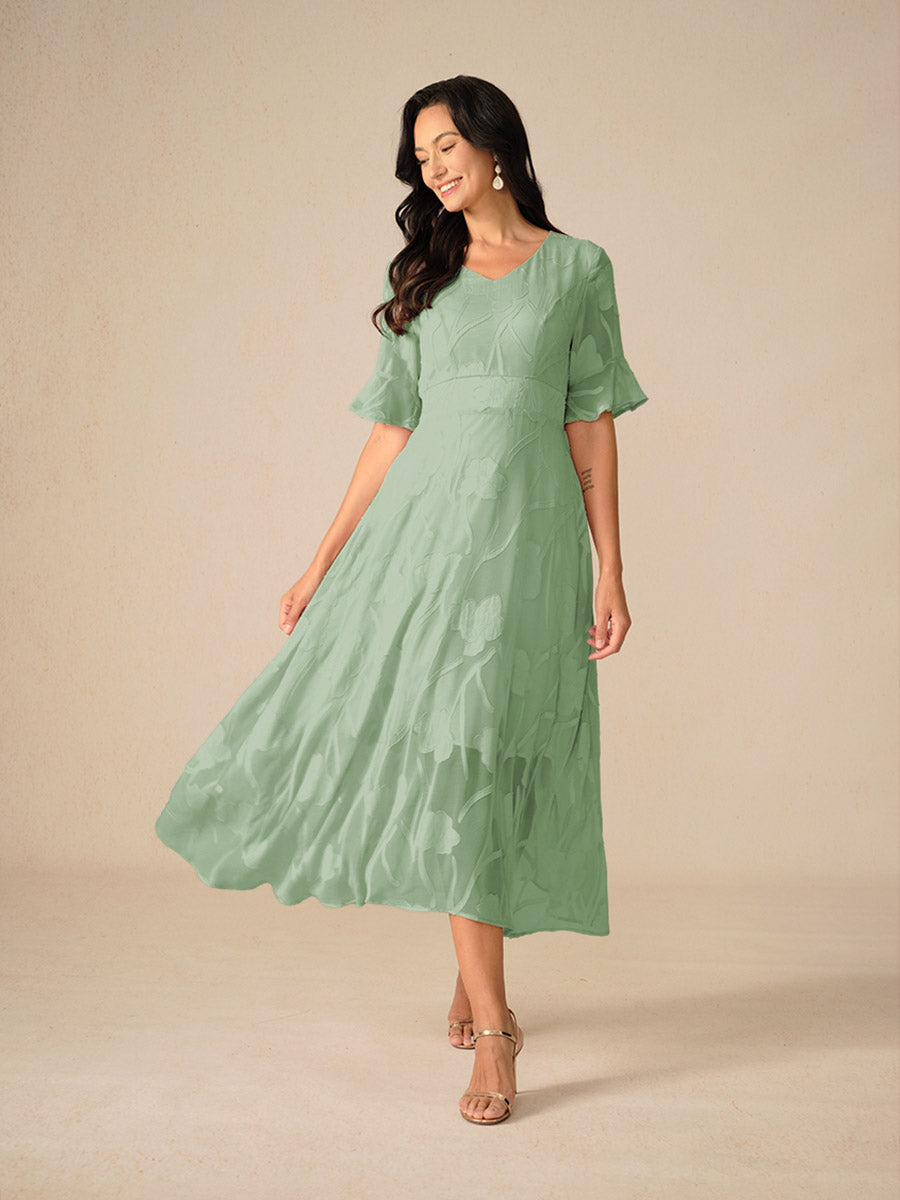Aishana | Women’s Short Sleeve Floral Midi Dress