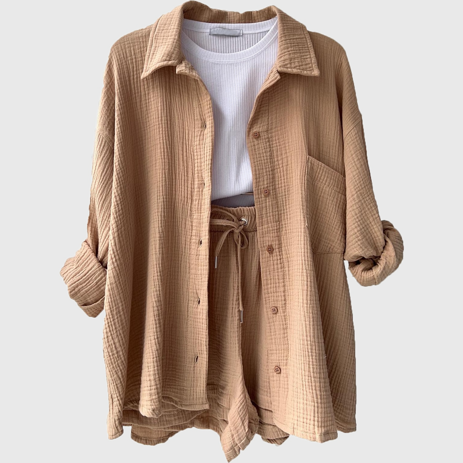 Kalista | Women’s Loose Overshirt Shorts Two-Piece Outfit Set