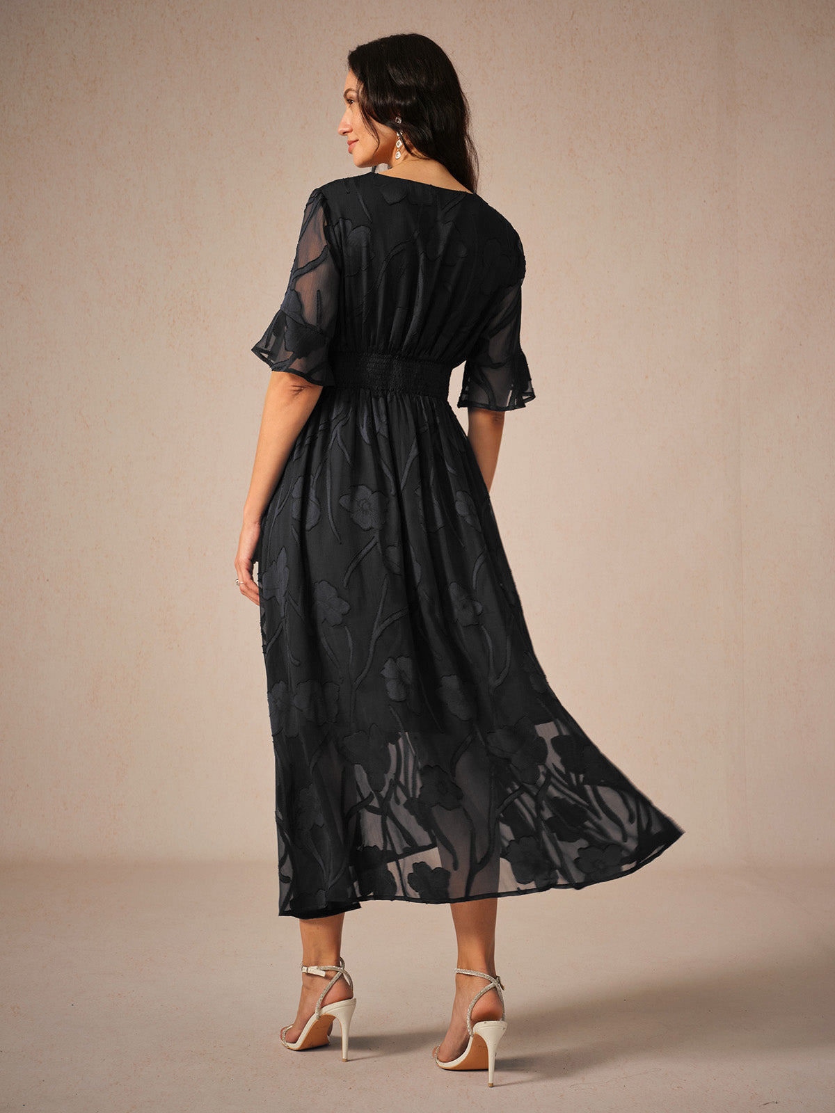 Aishana | Women’s Short Sleeve Floral Midi Dress