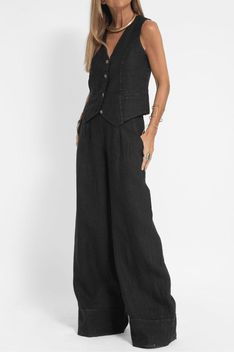 Olina | Women’s Sleeveless Wide Leg Two-Piece Set