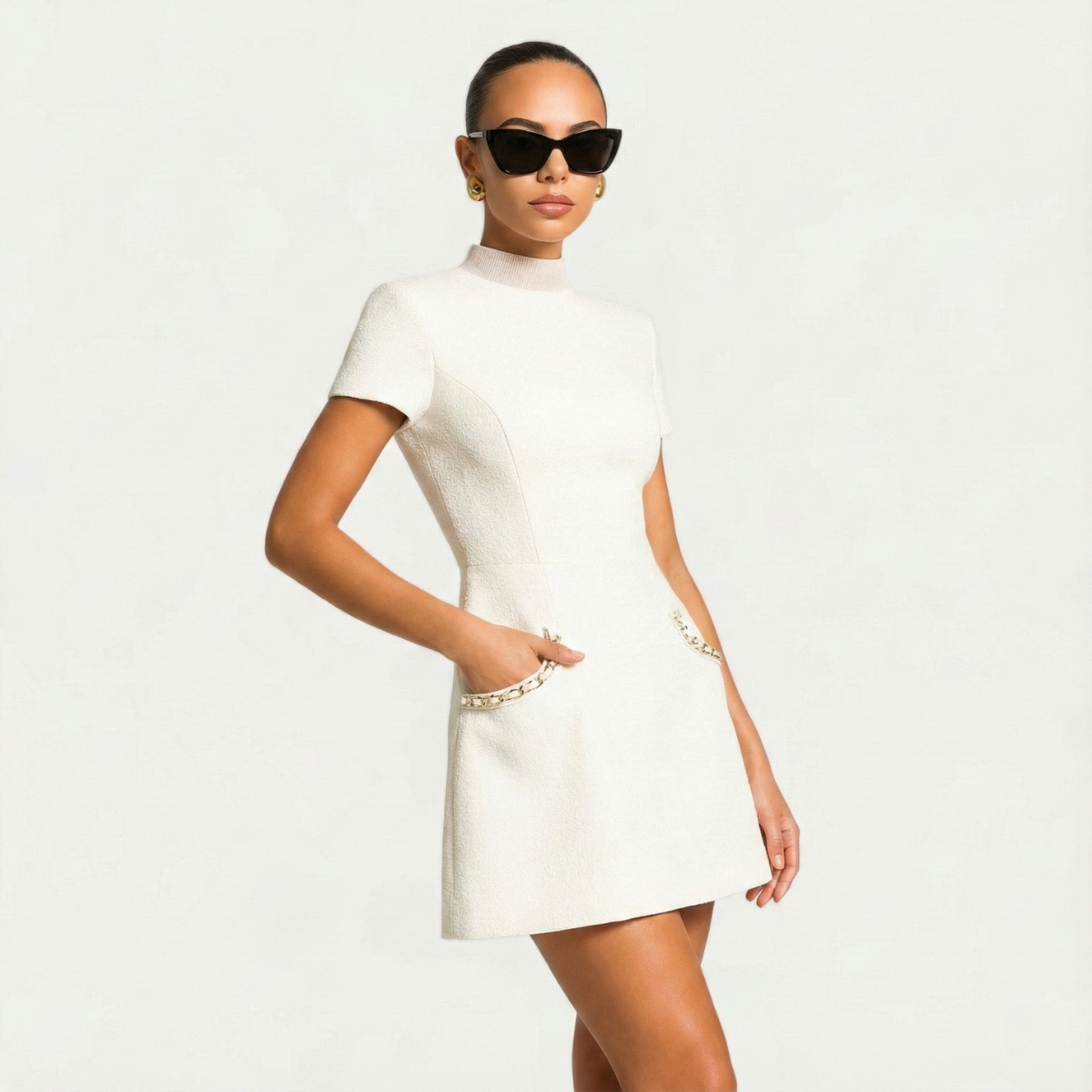 Penelope | Women’s Pearl Trim Mini Dress
