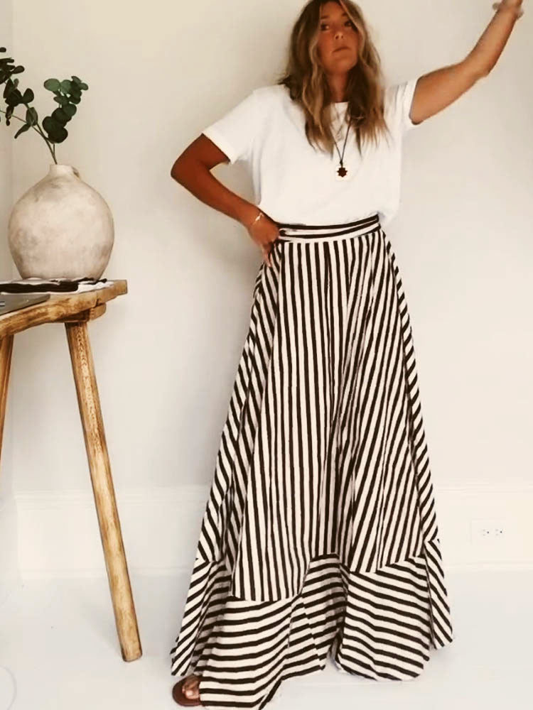 Orsolya | Women’s Strapless Striped Maxi Dress