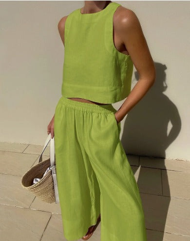 Mireia | Women’s Sleeveless Wide Leg Two-Piece Set