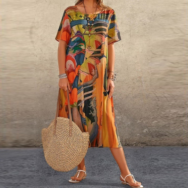 Emmanuelle | Women’s Mid-Calf Short Sleeve Midi Dress