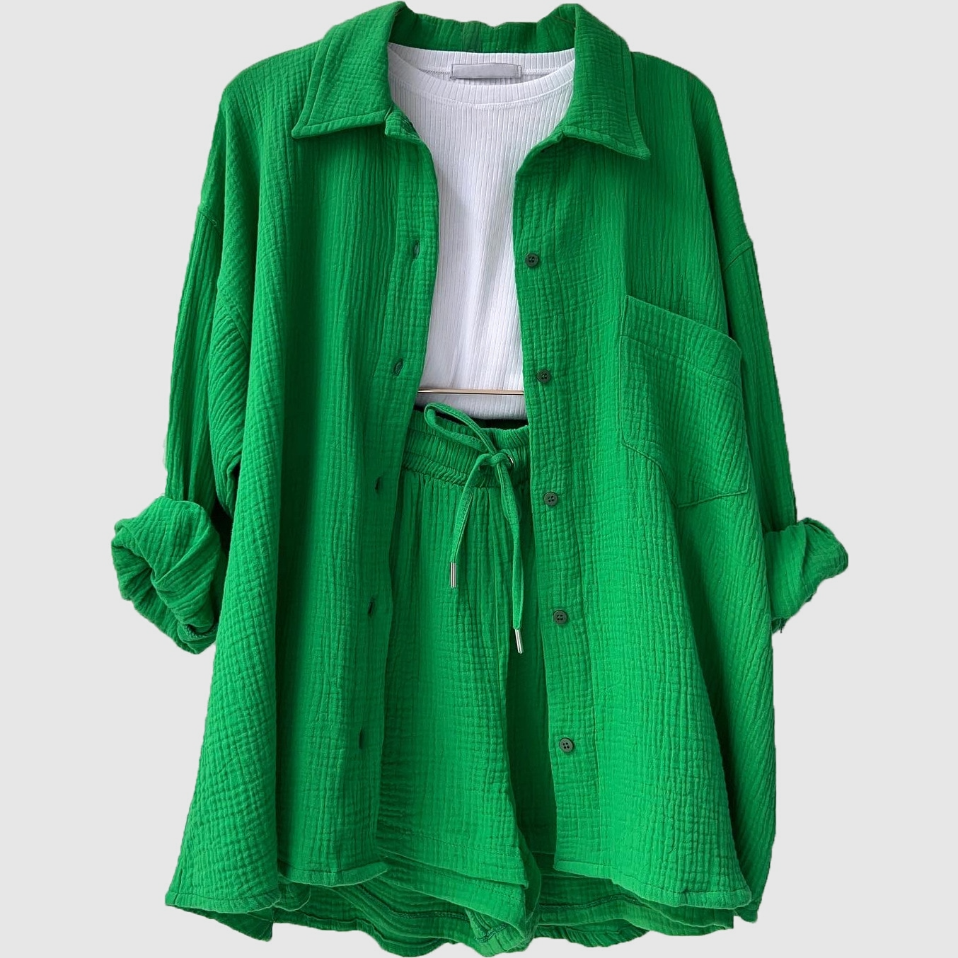 Kalista | Women’s Loose Overshirt Shorts Two-Piece Outfit Set