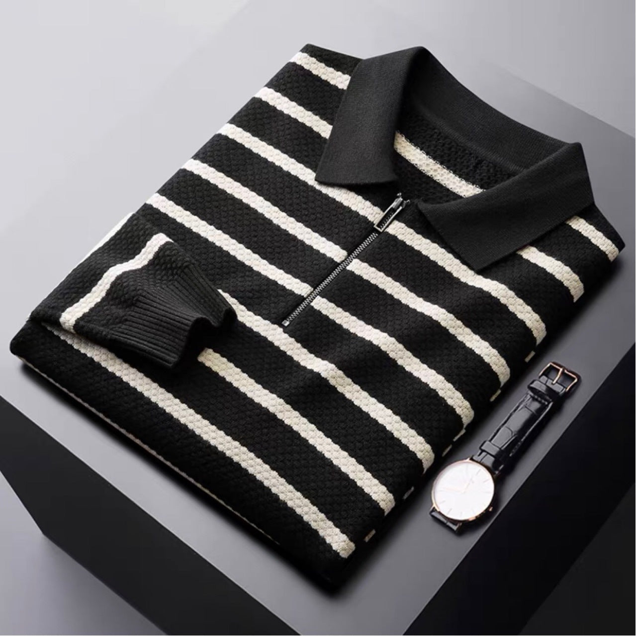 Miles | Men’s Zip Long Sleeve Polo Shirt