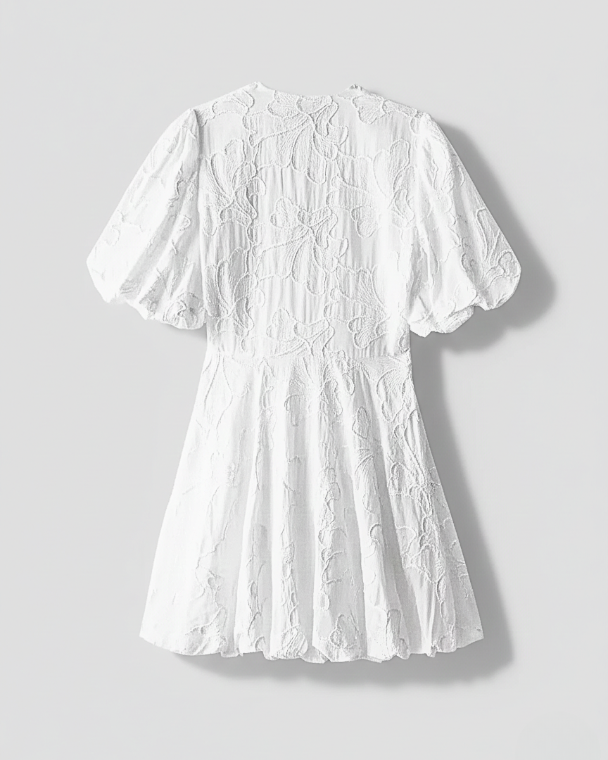 Eleanor | Women's V-Neck Puff Sleeve Mini Dress