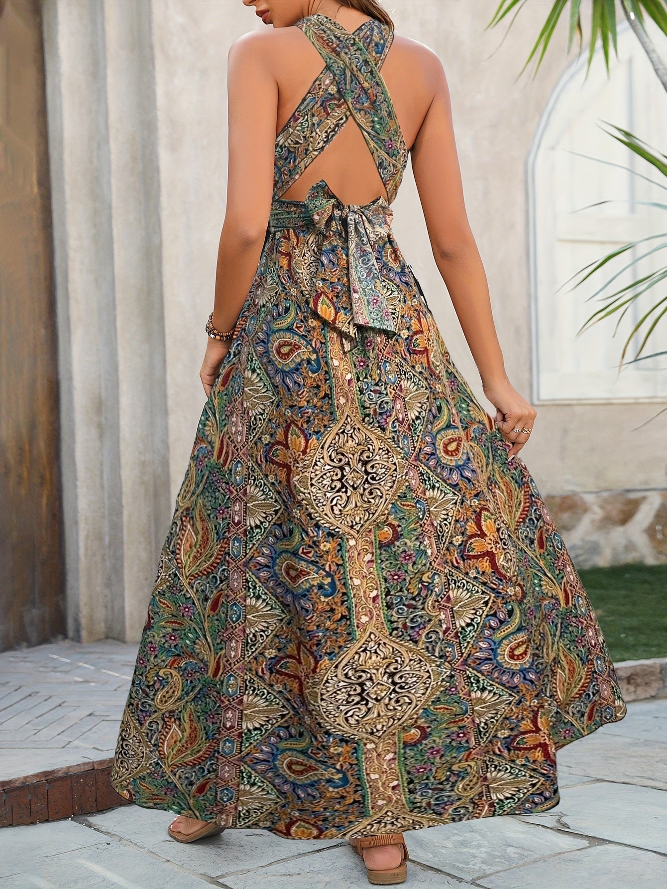 Odile | Women’s Halter Printed Maxi Dress