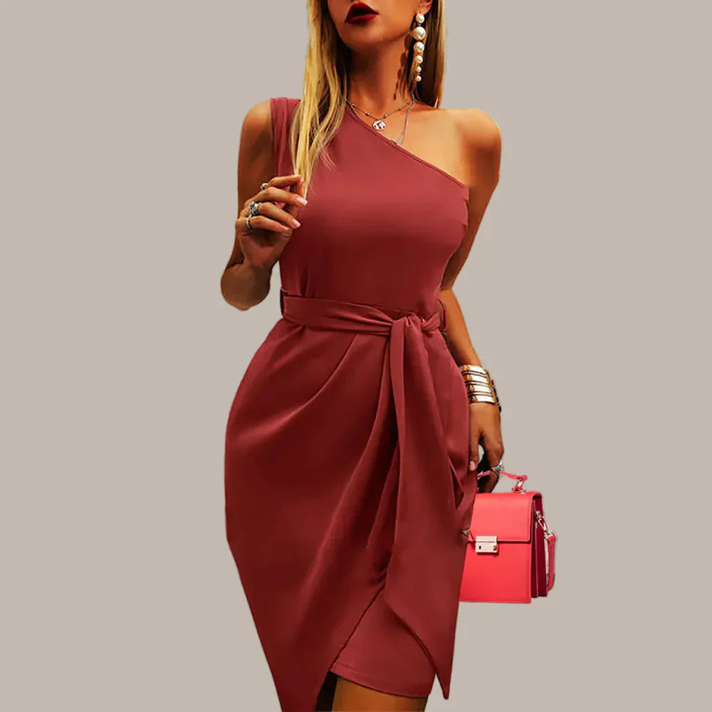 Betty | Women’s One Shoulder Midi Dress