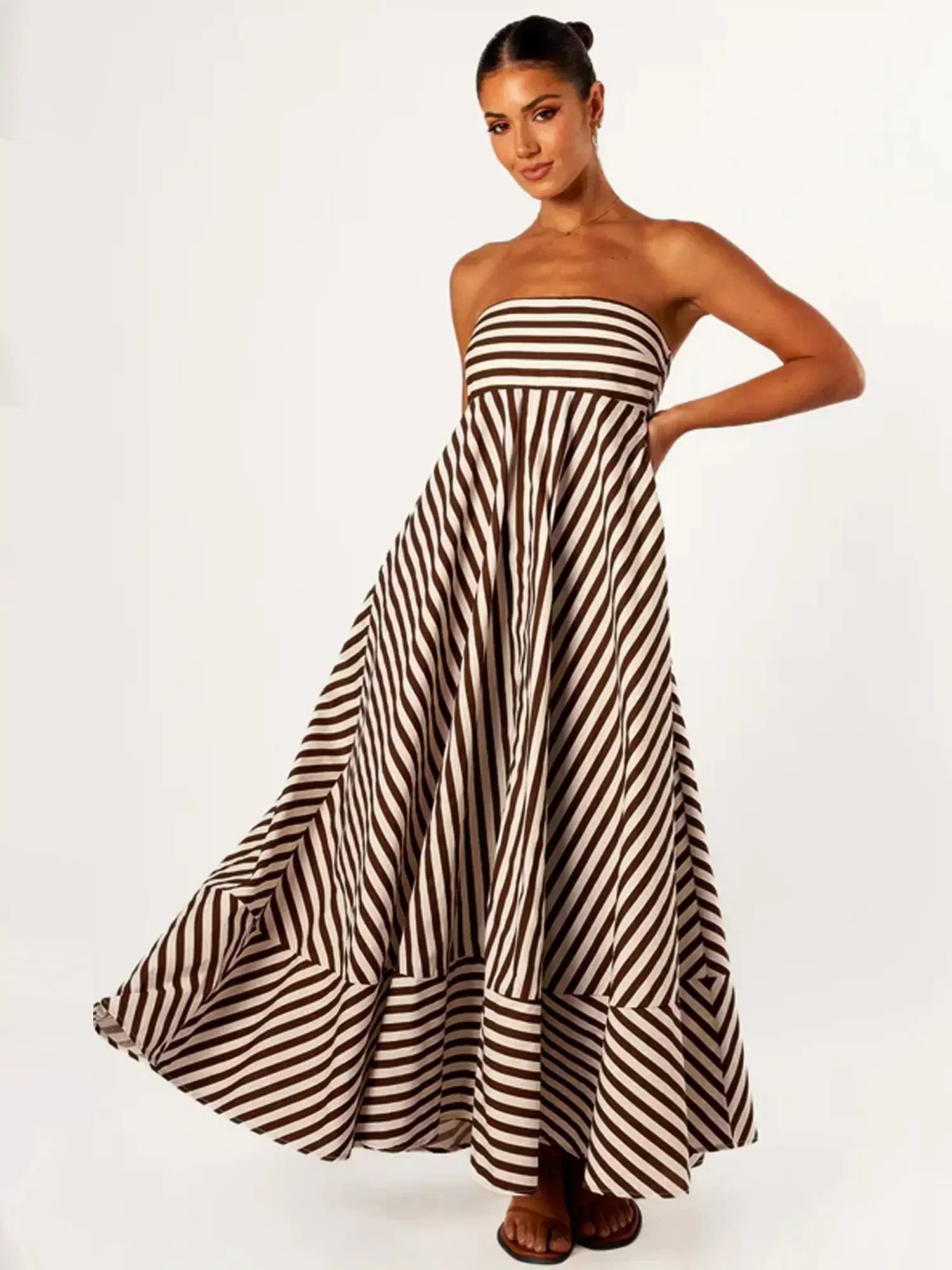Orsolya | Women’s Strapless Striped Maxi Dress