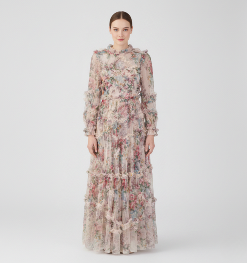 Kestrel | Women’s Floral Mock Neck Maxi Dress