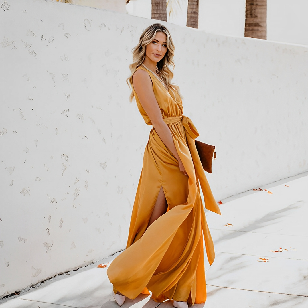 Chloe | Women’s Sleeveless Wrap Maxi Dress