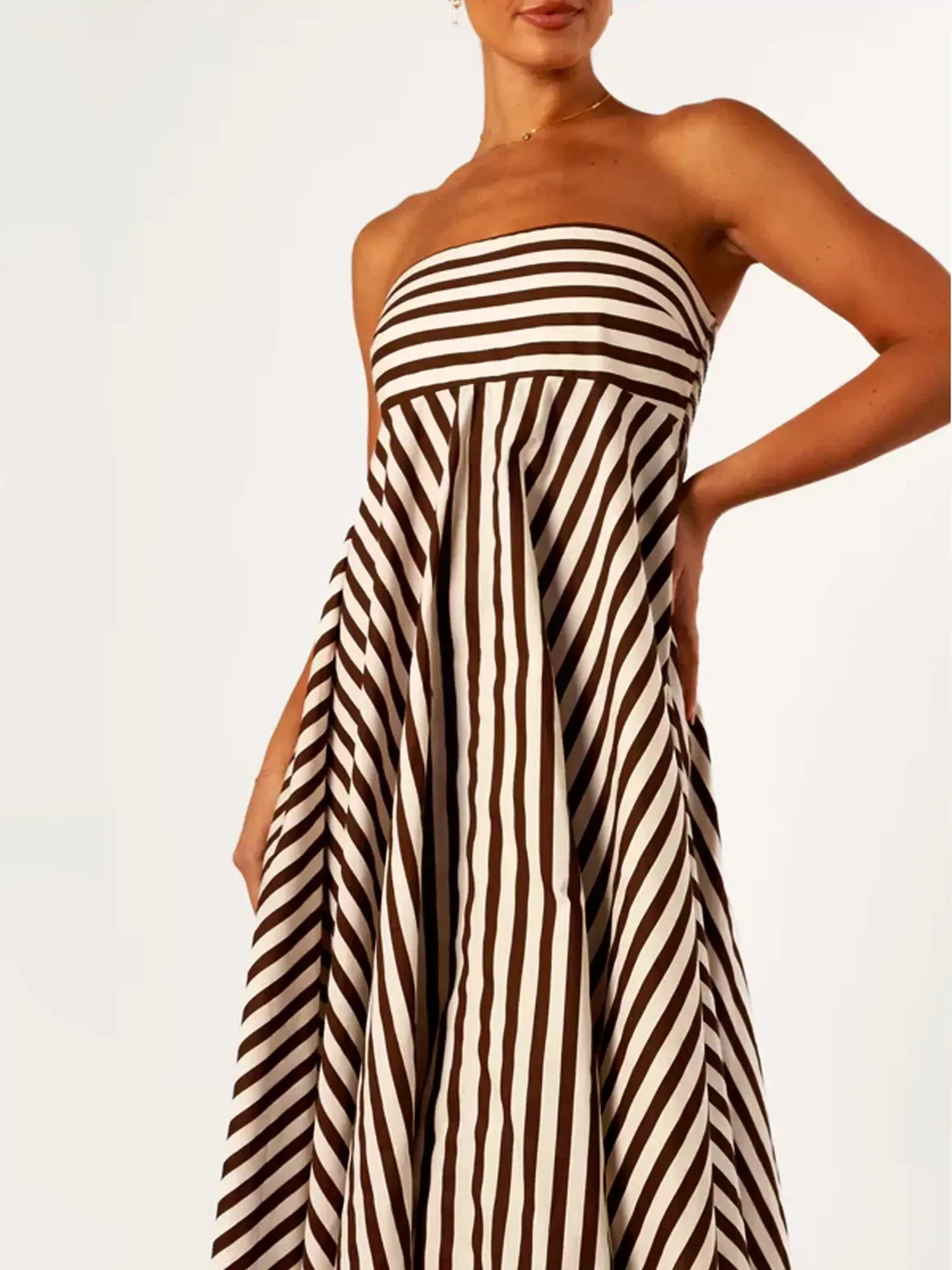 Orsolya | Women’s Strapless Striped Maxi Dress