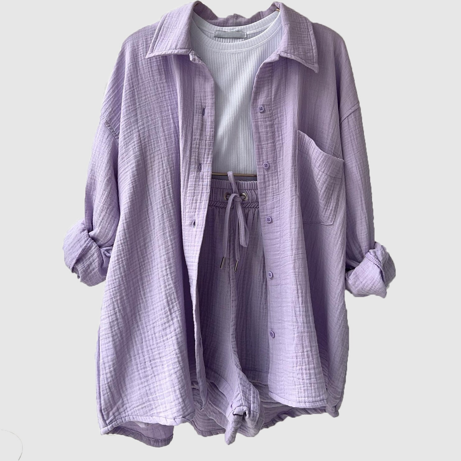 Kalista | Women’s Loose Overshirt Shorts Two-Piece Outfit Set