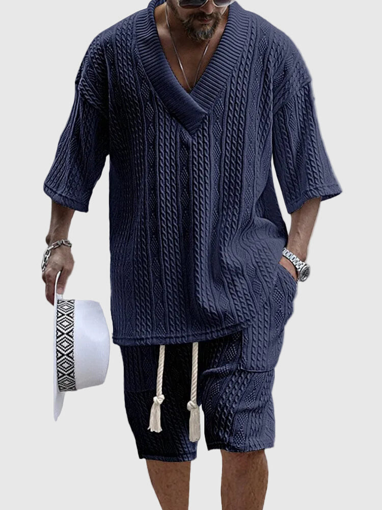 Jovan | Men’s Knit V-Neck Short Sleeve Set