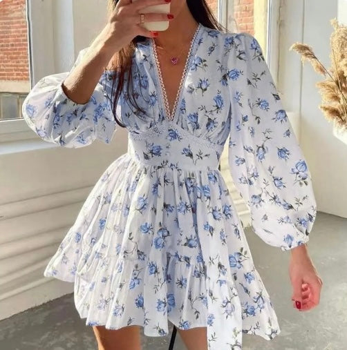 Annabelle | Women’s  Crochet Lace Balloon Sleeve Mini Dress