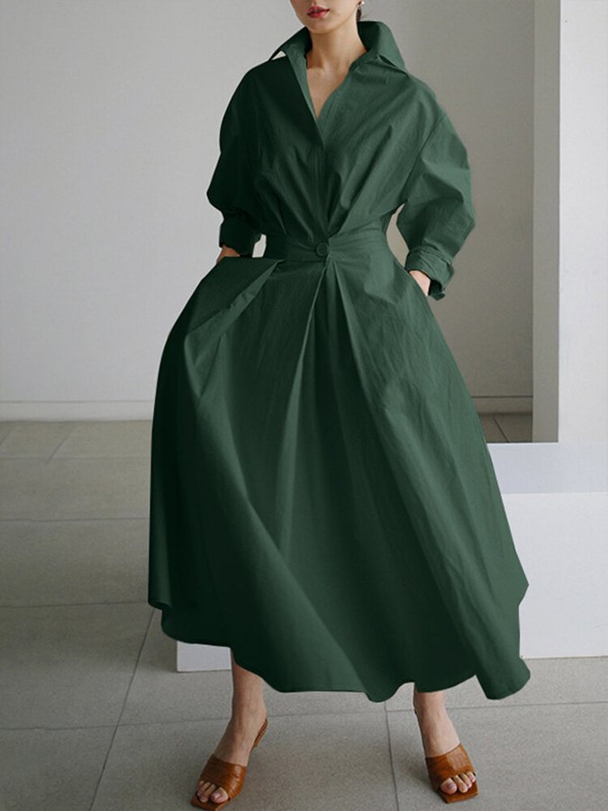 Hana | Women’s Long Sleeve Maxi Shirt Dress