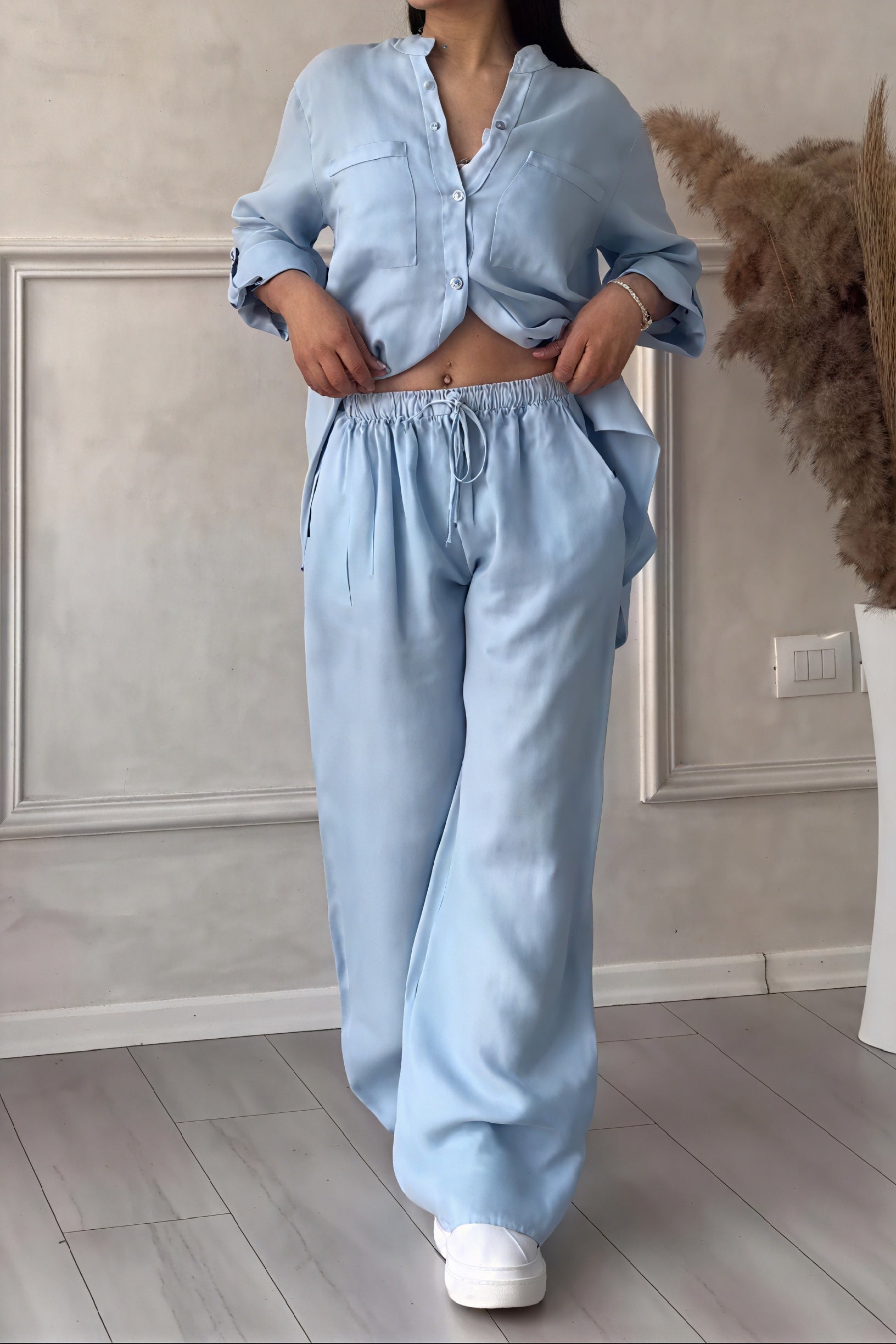 Grazyna | Women’s Button-Up Wide Leg Two-Piece Set