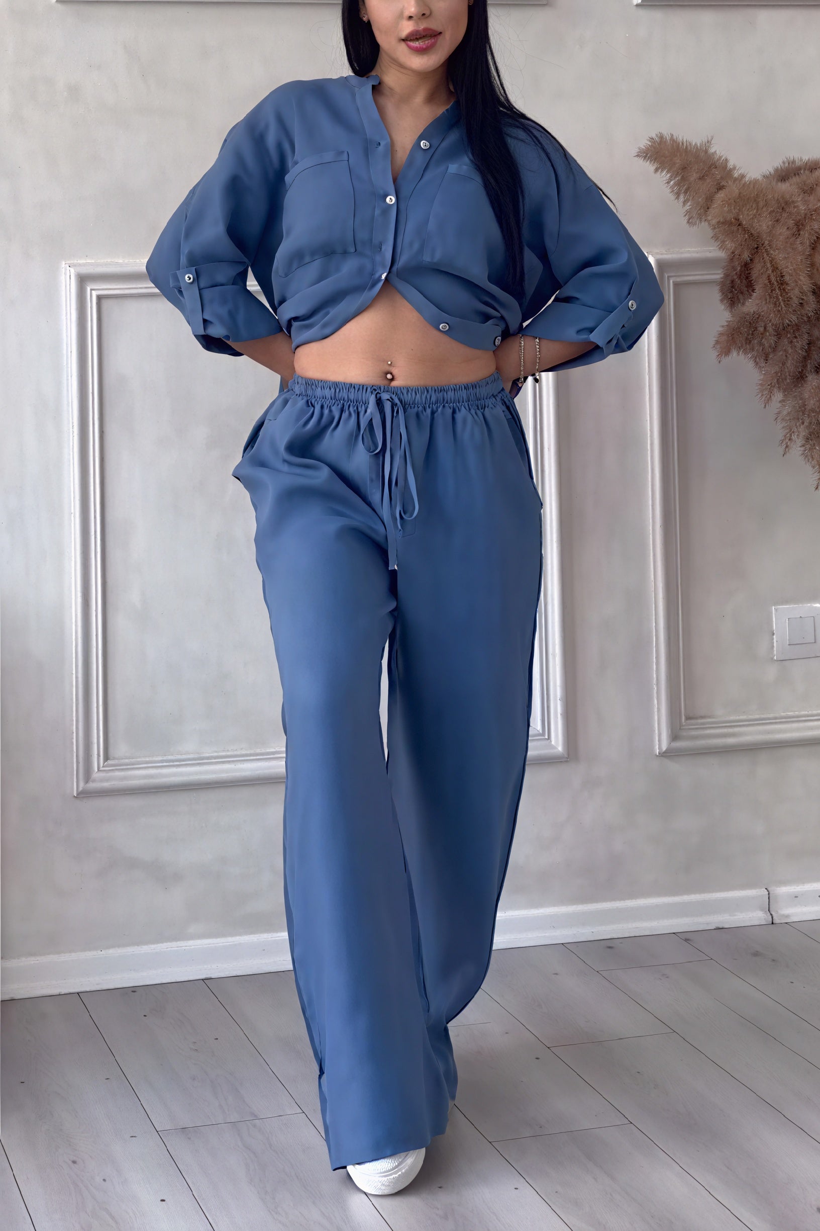 Grazyna | Women’s Button-Up Wide Leg Two-Piece Set
