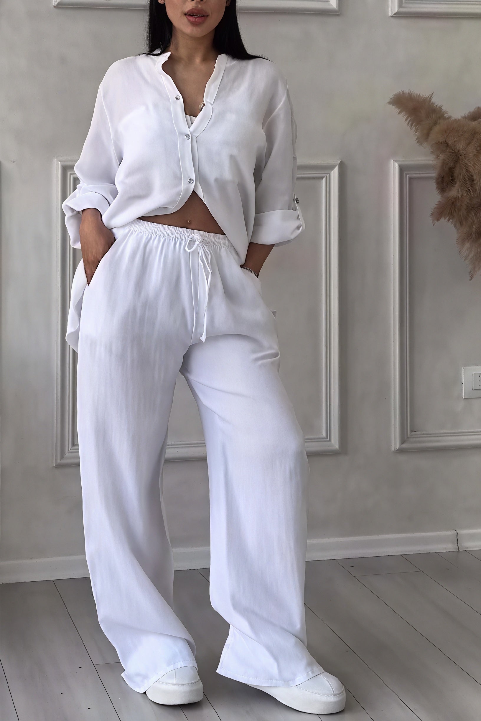 Grazyna | Women’s Button-Up Wide Leg Two-Piece Set