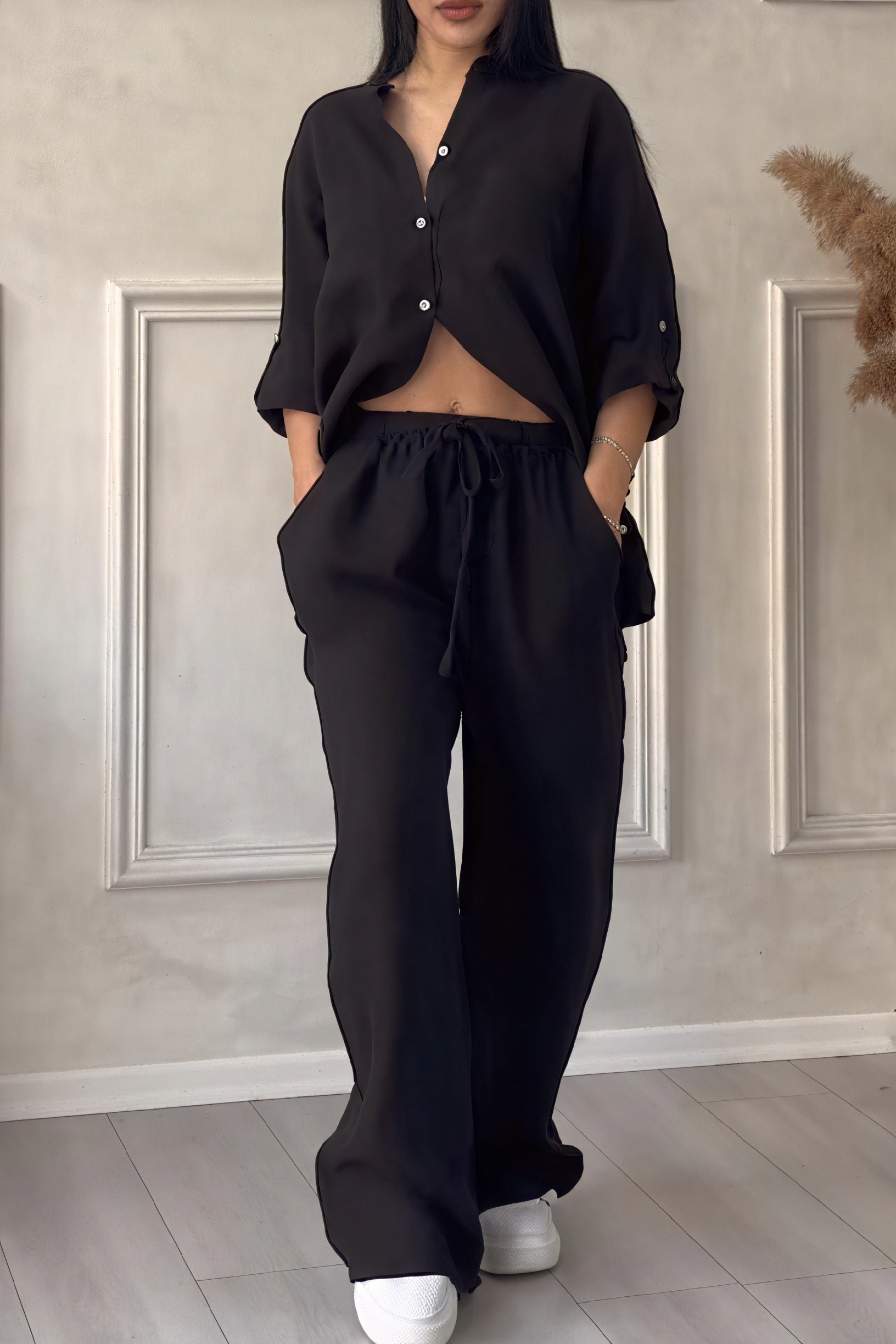 Grazyna | Women’s Button-Up Wide Leg Two-Piece Set