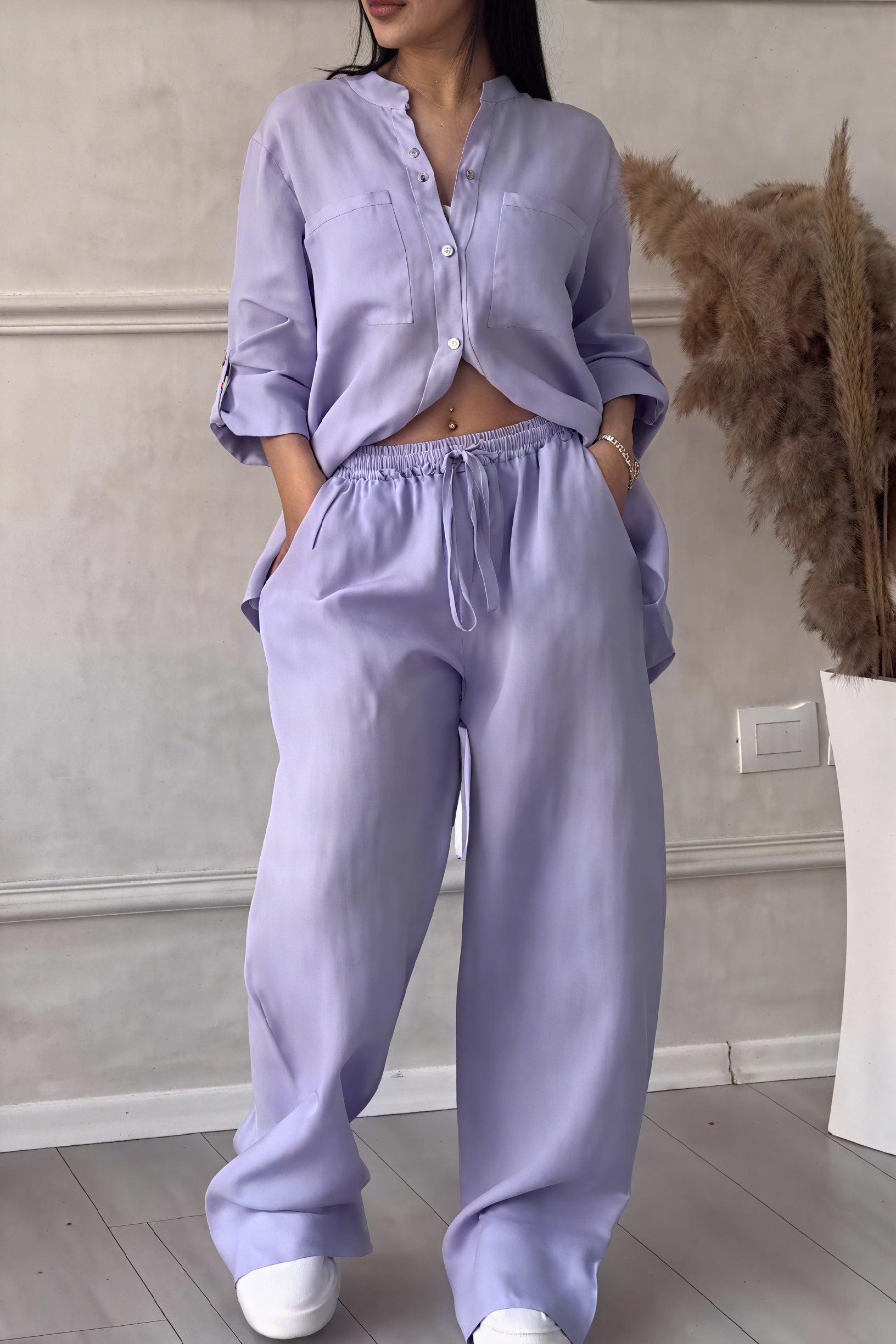 Grazyna | Women’s Button-Up Wide Leg Two-Piece Set