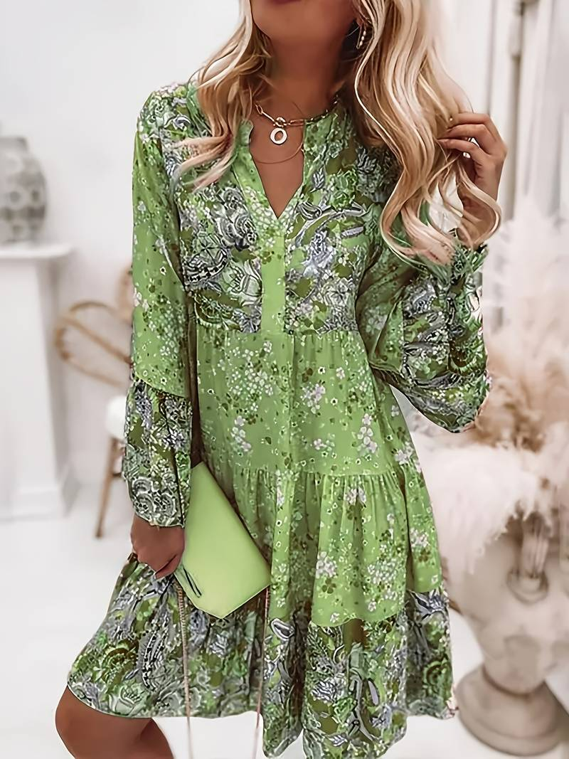 Florence | Women's Tiered Floral Flared Sleeves  Mini Dress