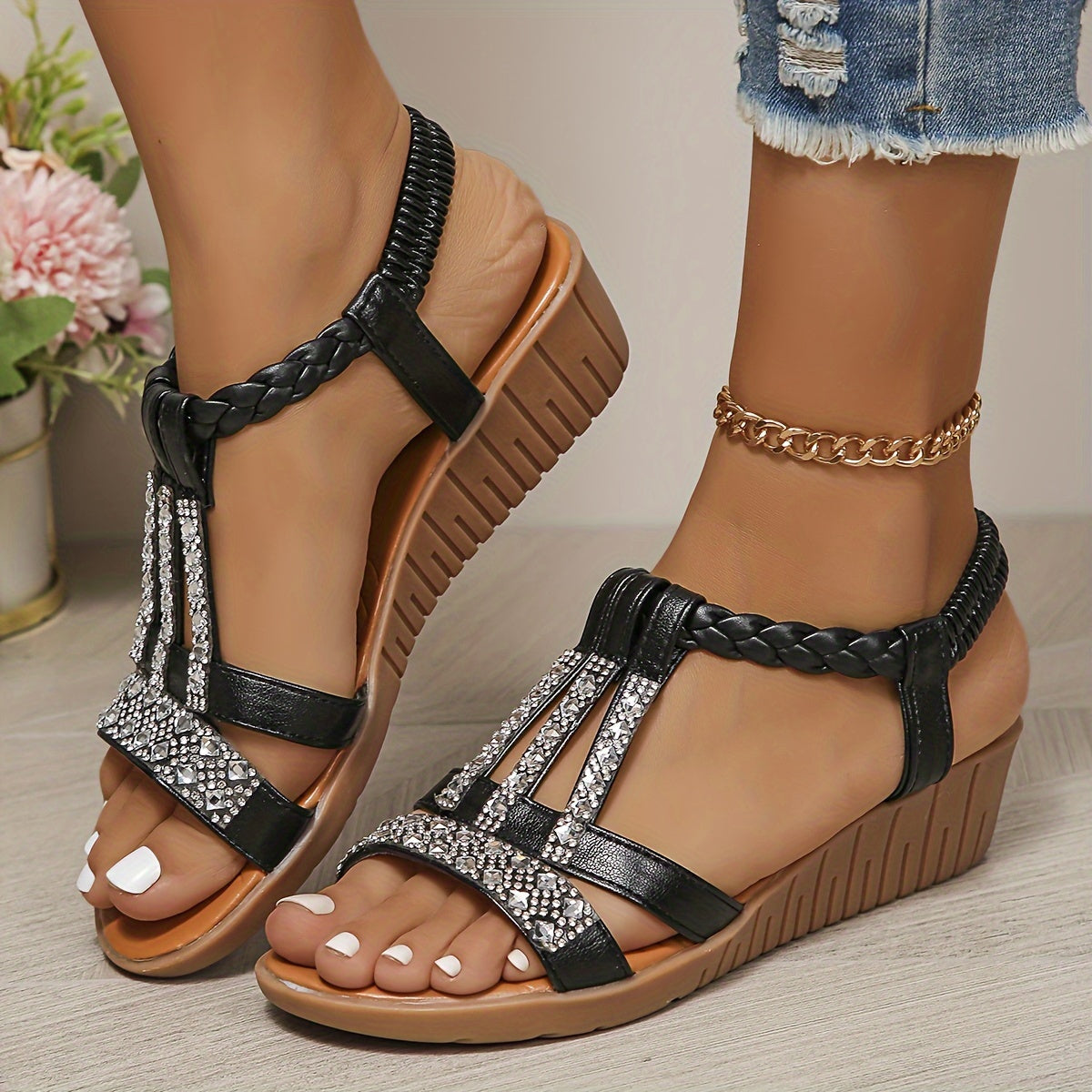 Alessia | Women’s T-Strap Wedge Orthopedic Sandals