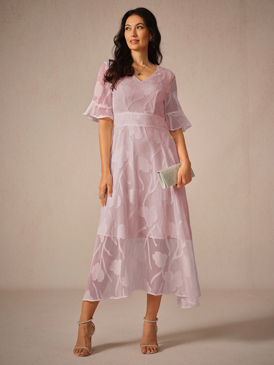 Aishana | Women’s Short Sleeve Floral Midi Dress