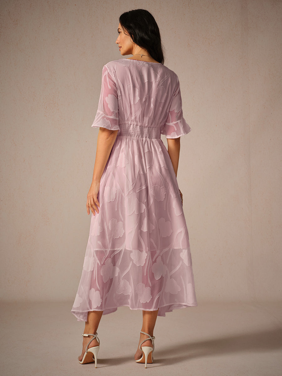 Aishana | Women’s Short Sleeve Floral Midi Dress