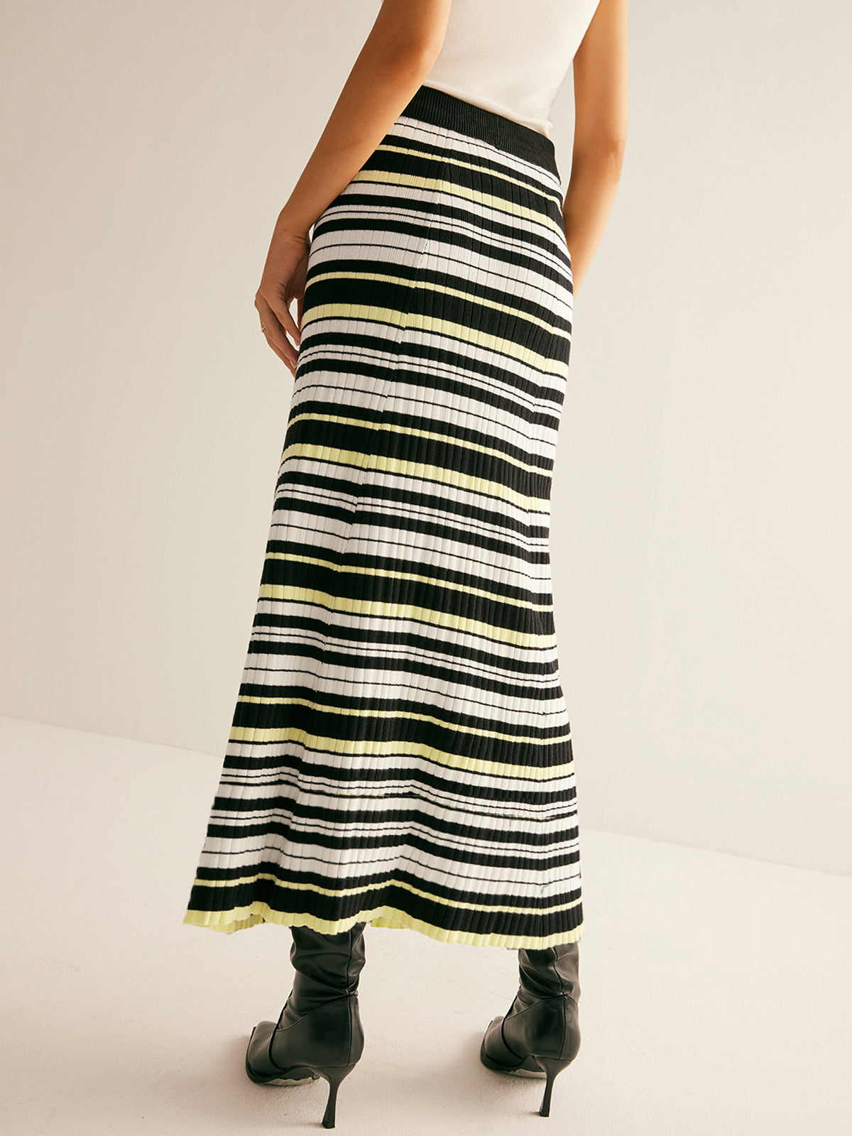 Cornelia | Women’s Striped Knit Midi Skirt