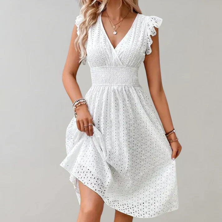 Siri | Women’s Flutter Sleeves Midi Dress