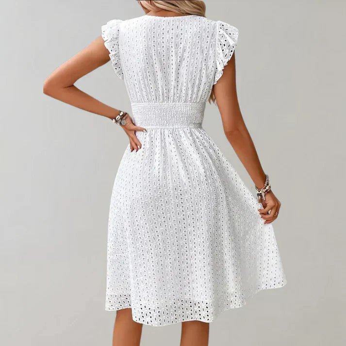 Siri | Women’s Flutter Sleeves Midi Dress