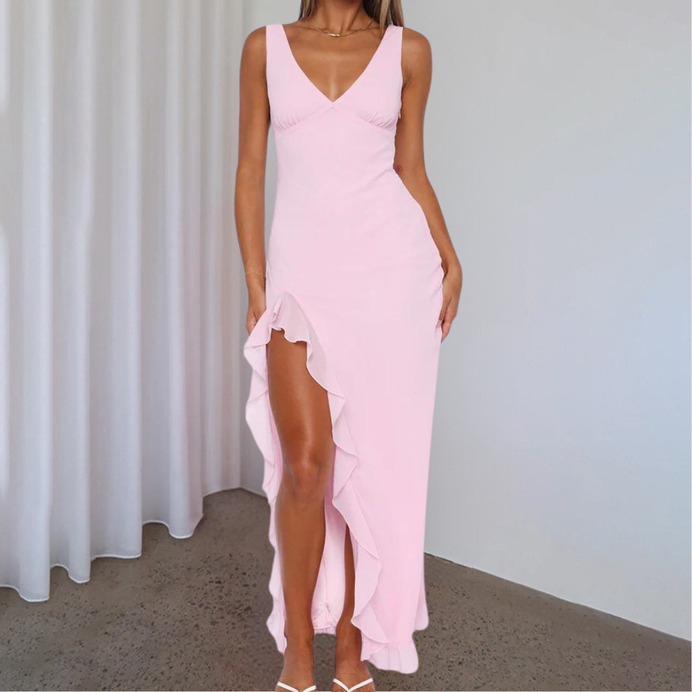 Adele | Women’s Asymmetrical Slit Maxi Dress