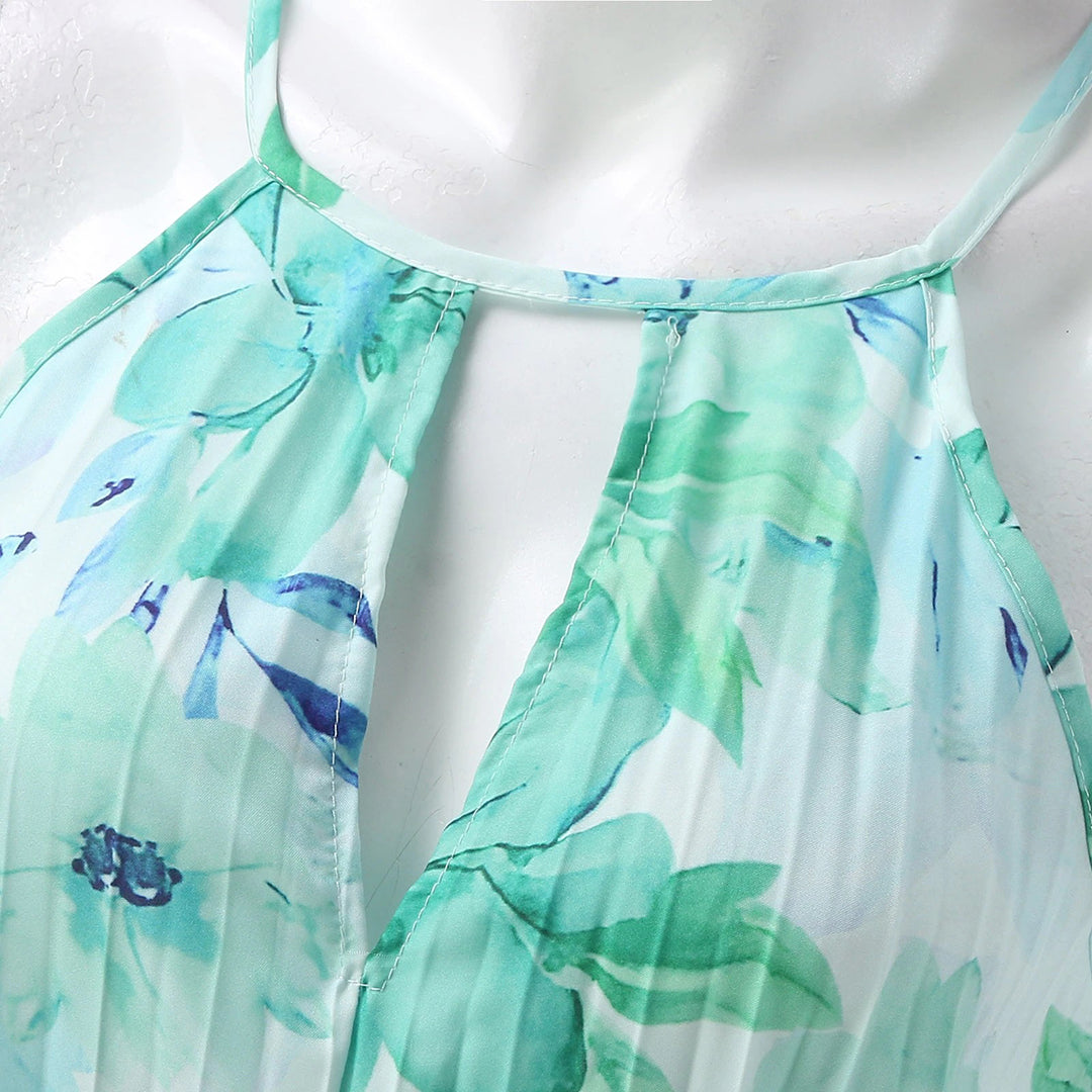 Bianca | Women’s Halter Pleated Maxi Dress