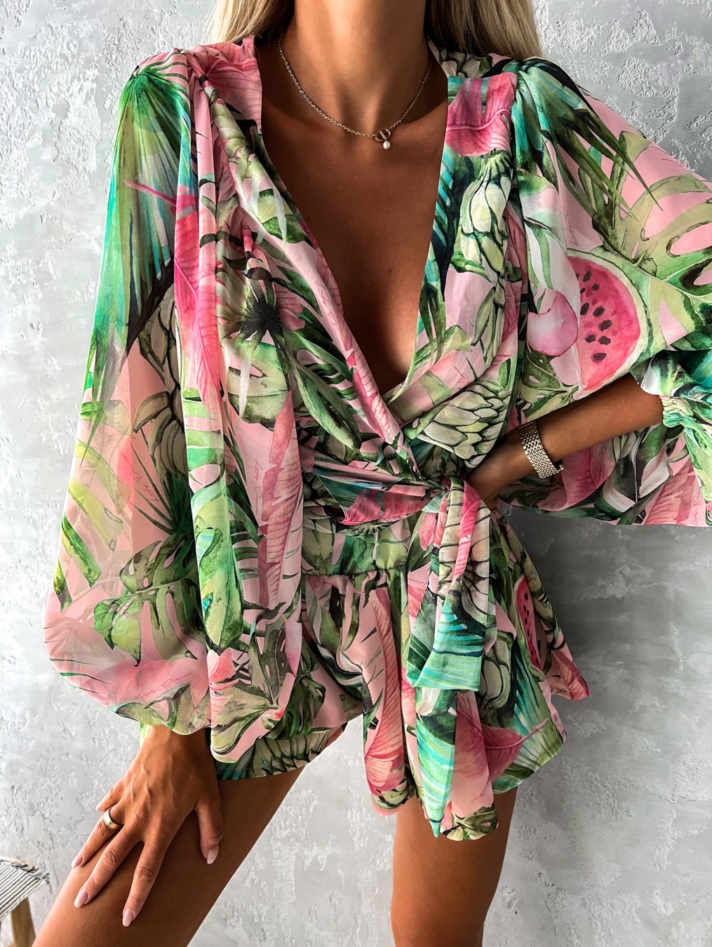 Eirene | Women’s Printed Long Sleeve Shorts Two-Piece Set