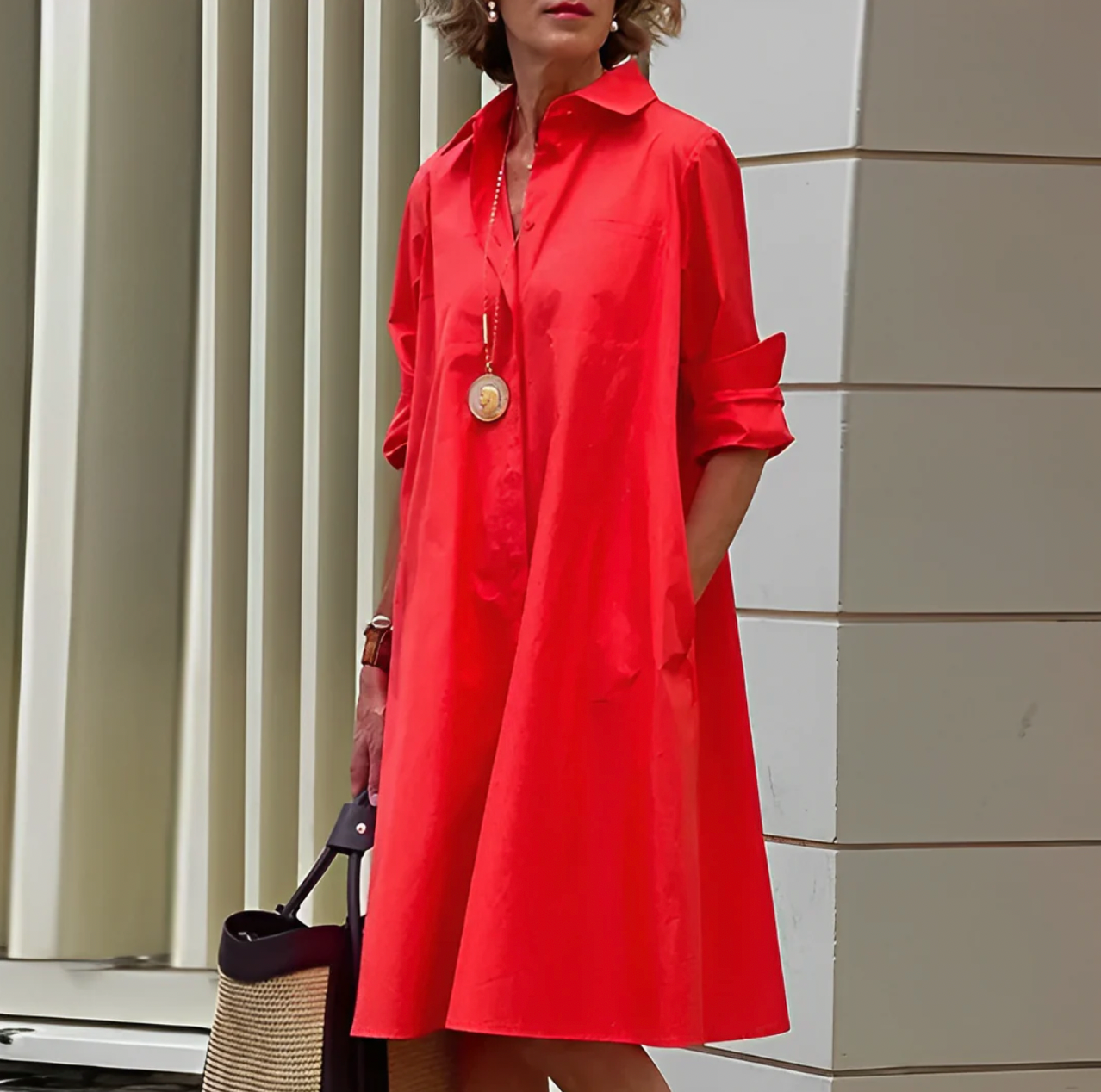 Sunniva | Women’s Long Sleeve Midi Dress