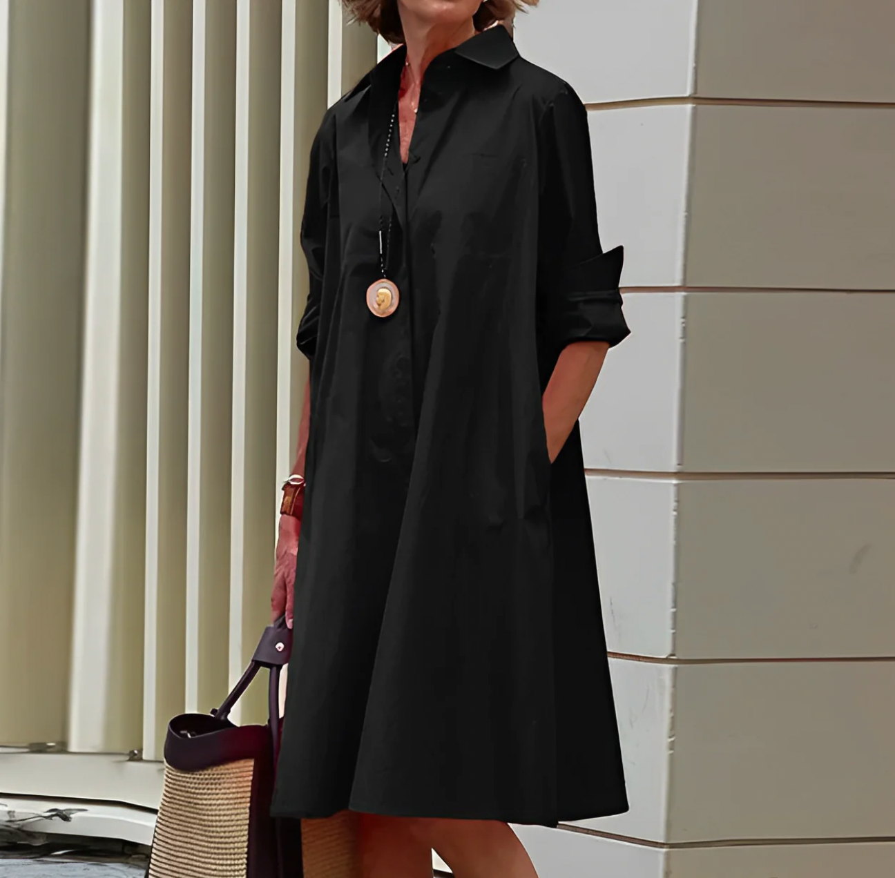 Sunniva | Women’s Long Sleeve Midi Dress